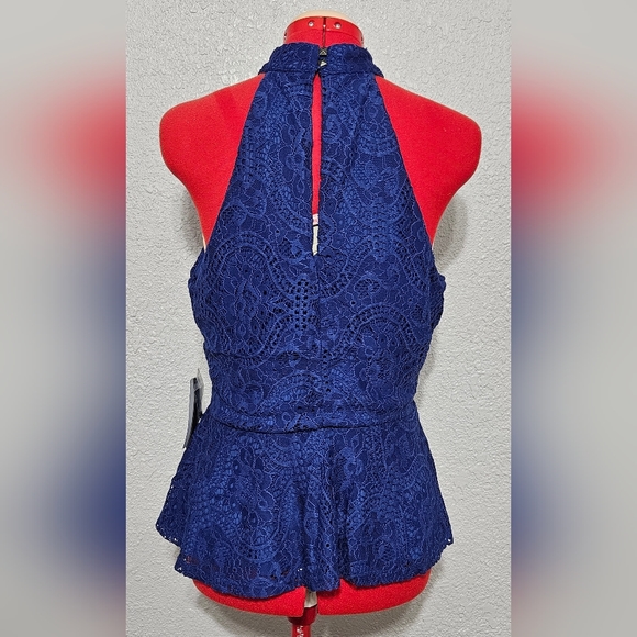 Blue Lace Halter Top - Picture 2 of 3